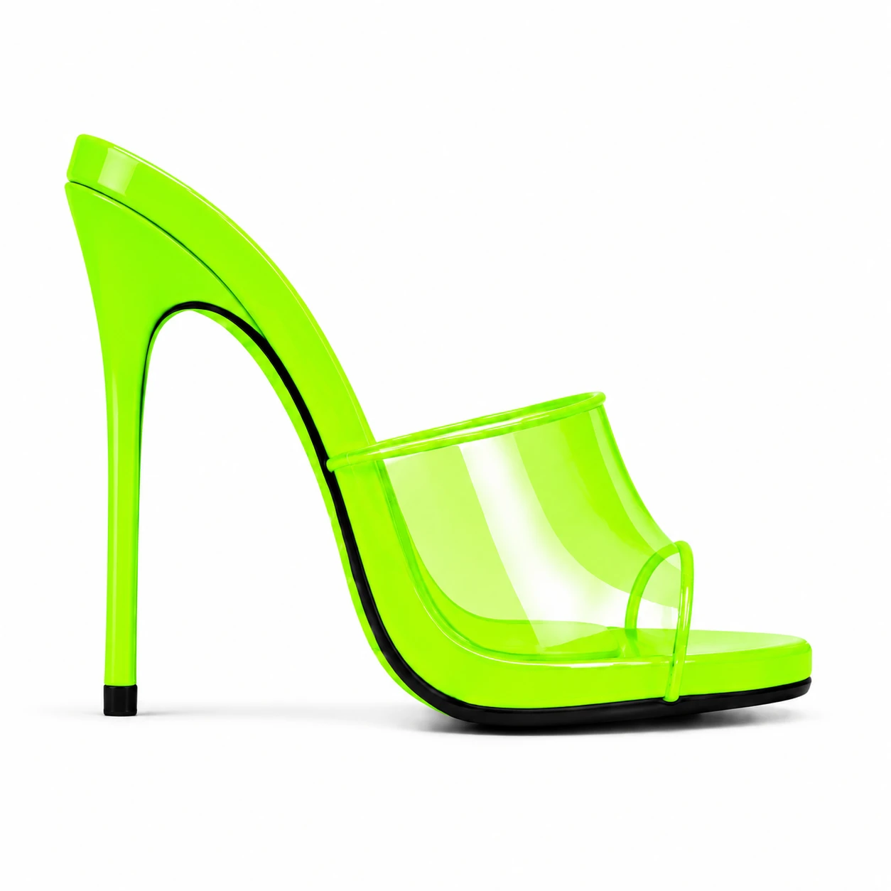 High Heel Mules — Neon Green