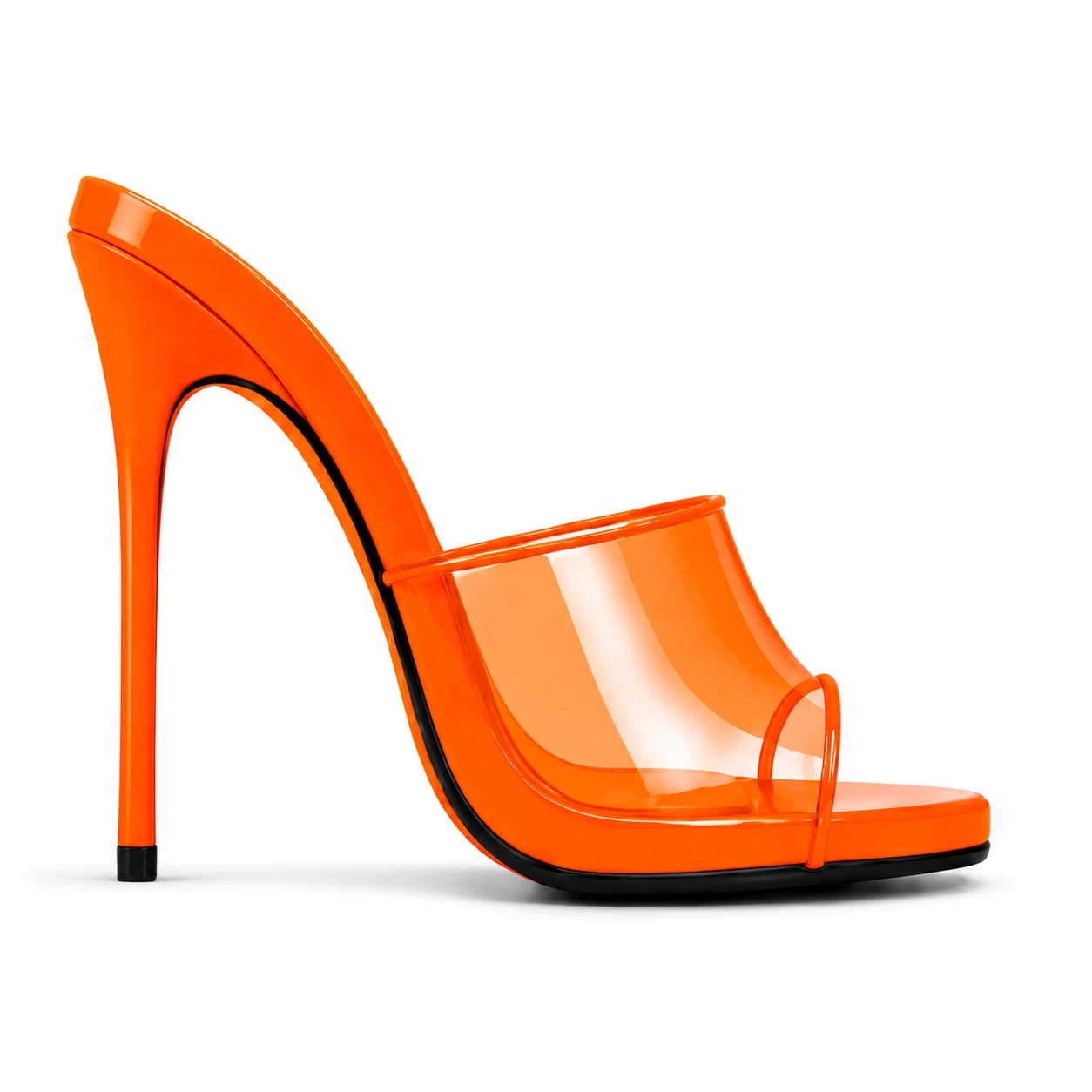 High Heel Mules — Neon Orange