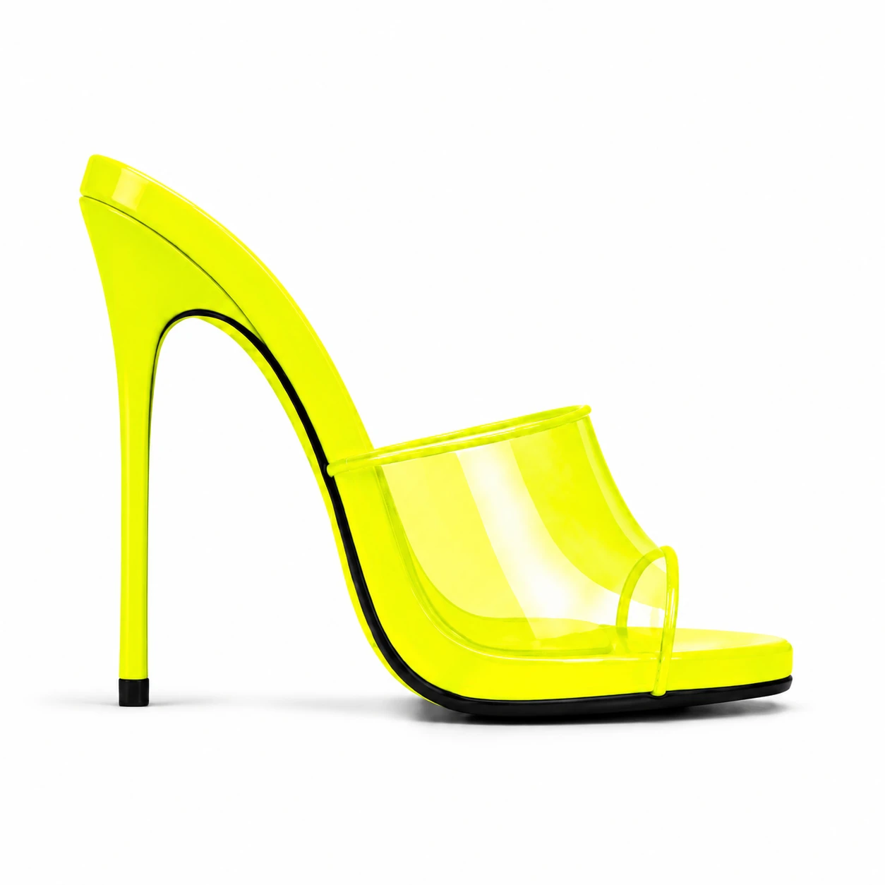 High Heel Mules — Neon Yellow