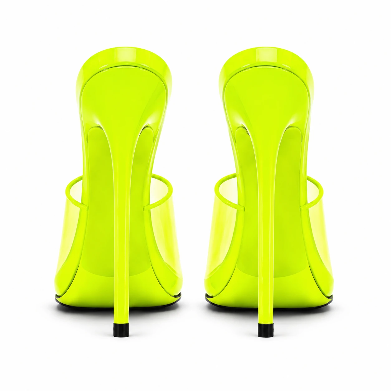 High Heel Mules — Neon Yellow Back
